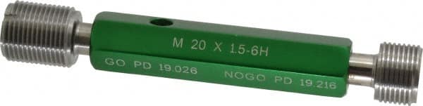 GF Gage - M20x1.50, Class 6H, Double End Plug Thread Go/No Go Gage - Hardened Tool Steel, Size 4 Handle Included - Caliber Tooling