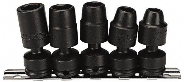 Proto - 5 Piece 3/8" Drive Impact Socket Set - 6 Points, 3/8" to 5/8" Range, Inch Measurement Standard - Caliber Tooling