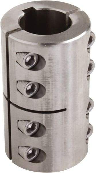 Climax Metal Products - 7/8" Inside x 1-5/8" Outside Diam, Two Piece Rigid Coupling with Keyway - 2-1/2" Long x 3/16" Keyway Width x 3/32" Keyway Depth - Caliber Tooling