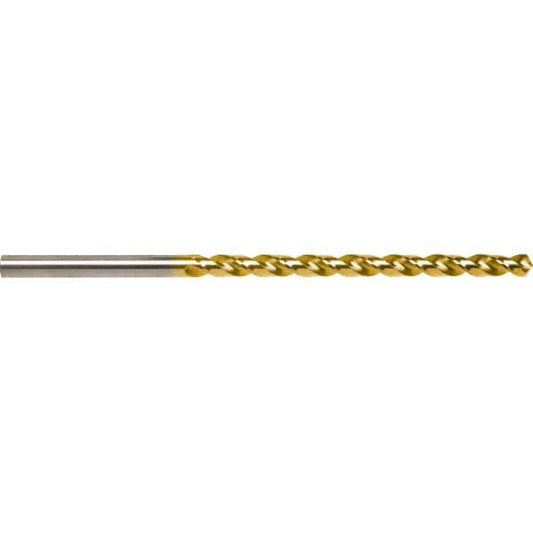 Taper Length Drill Bit: 0.0980″ Dia TiN Finish, RH Cut, Parabolic Flute, Straight Shank, Series 5537