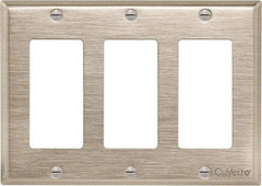 Cooper Wiring Devices - 3 Gang, 4-1/2 Inch Long, Standard Switch Plate - Decorator Switch, White Bronze, Antimicrobial Copper - Caliber Tooling