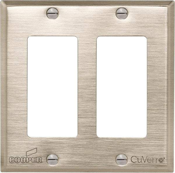 Cooper Wiring Devices - 2 Gang, 4-1/2 Inch Long, Standard Switch Plate - Decorator Switch, White Bronze, Antimicrobial Copper