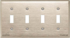 Cooper Wiring Devices - 4 Gang, 4-1/2 Inch Long, Standard Switch Plate - Toggle Switch, White Bronze, Antimicrobial Copper - Caliber Tooling