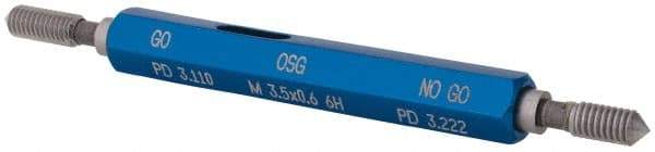 OSG - M3.5x0.6, Class 6H, Double End Plug Thread Go/No Go Gage - High Speed Steel, Handle Included - Caliber Tooling