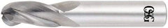 OSG - 1" Diam, 1-1/2" LOC, 3 Flute Solid Carbide Ball End Mill - TiAlN Finish, Single End, 4" OAL, 1" Shank Diam, Spiral Flute - Caliber Tooling