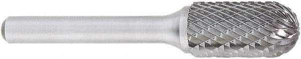 OSG - 3/8" Cut Diam, 1/4" Shank Diam, Cylinder with Radius Head Burr - Carbide, Radius End, 3/4" LOC, 6" OAL - Caliber Tooling