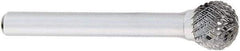 OSG - 5/8" Cut Diam, 1/4" Shank Diam, Ball Head Burr - Carbide, 5/8" LOC, 2" OAL - Caliber Tooling