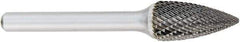 OSG - 3/4" Cut Diam, 1/4" Shank Diam, Tree Head Burr - Carbide, Point End, 1-1/2" LOC, 2" OAL - Caliber Tooling