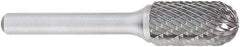 OSG - 7/16" Cut Diam, 1/4" Shank Diam, Cylinder with Radius Head Burr - Carbide, Radius End, 1" LOC, 2" OAL - Caliber Tooling