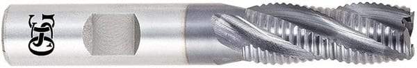 OSG - 1-1/4" Diam, 3" LOC, 6 Flute Cobalt Roughing Square End Mill - TiAlN Finish, 5-1/2" OAL, 1-1/4" Shank Diam, Single End, Centercutting - Caliber Tooling