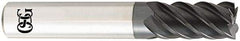 OSG - 25mm, 38mm LOC, 25mm Shank Diam, 102mm OAL, 5 Flute, Solid Carbide Square End Mill - Single End, TiAlN Finish, Spiral Flute, 45° Helix, Centercutting, Right Hand Cut, Right Hand Flute, Series HP455 - Caliber Tooling