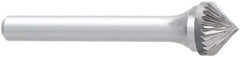 OSG - 5/8" Cut Diam, 1/4" Shank Diam, Cone Head Burr - Carbide, Point End, 2" OAL - Caliber Tooling