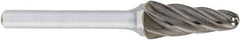 OSG - 3/4" Cut Diam, 1/4" Shank Diam, Taper Head Fluted Cut Burr - Carbide, Radius End, 1-1/2" LOC, 2" OAL - Caliber Tooling