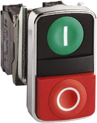 Square D - 0.87 Inch Mount Hole, Flush, Pushbutton Switch Only - Rectangle, Green and Red Pushbutton, Illuminated, Momentary (MO), Shock and Vibration Resistant - Caliber Tooling