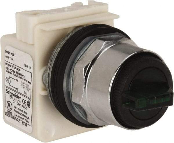 Square D - 30mm Mount Hole, 3 Position, Selector Switch Only - Green, Maintained (MA), Illuminated - Caliber Tooling