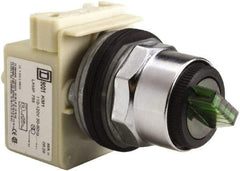 Square D - 30mm Mount Hole, 2 Position, Selector Switch Only - Green, Maintained (MA), Illuminated - Caliber Tooling