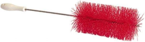 PRO-SOURCE - 1" Bristle Length, Plastic Food Service Brush - 6-1/2" Long x 2" Wide Head, 21" OAL, Red, Wire Block - Caliber Tooling