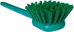 PRO-SOURCE - 1-3/4" Bristle Length, Plastic Utility Scrub Brush - 4-1/2" Long x 3-3/4" Wide Head, 20" OAL, Long Handle, Green, Foam Block - Caliber Tooling