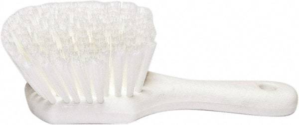 PRO-SOURCE - 1-3/4" Bristle Length, Plastic Utility Scrub Brush - 4-1/2" Long x 3-3/4" Wide Head, 8-1/2" OAL, Short Handle, White, Foam Block - Caliber Tooling