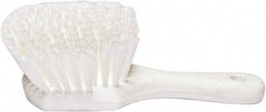 PRO-SOURCE - 1-3/4" Bristle Length, Plastic Utility Scrub Brush - 4-1/2" Long x 3-3/4" Wide Head, 8-1/2" OAL, Short Handle, White, Foam Block - Caliber Tooling