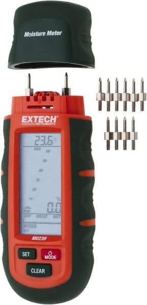 Extech - 32 to 104°F Operating Temp, Pocket Size Moisture Meter - LCD Display - Caliber Tooling