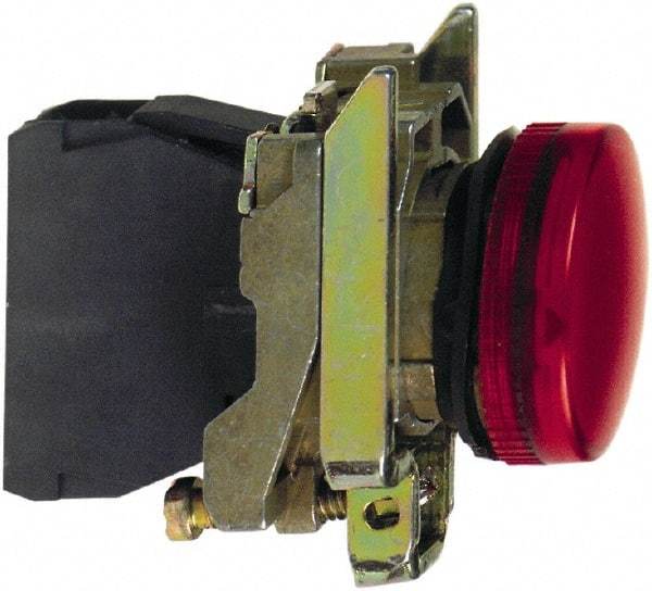 Square D - 24 VAC/VDC Red Lens LED Indicating Light - Round Lens, Screw Clamp Connector, 46.5mm OAL x 30mm Wide, Shock Resistant, Vibration Resistant - Caliber Tooling