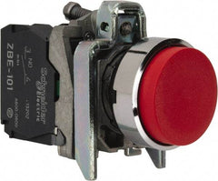 Square D - 22mm Mount Hole, Extended Straight, Pushbutton Switch Only - Round, Red Pushbutton, Nonilluminated, Momentary (MO) - Caliber Tooling