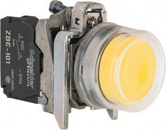 Square D - 0.87 Inch Mount Hole, Pushbutton Switch Only - Round, Yellow Pushbutton, Illuminated, Momentary (MO), Shock and Vibration Resistant - Caliber Tooling