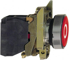 Square D - 0.87 Inch Mount Hole, Flush, Pushbutton Switch Only - Round, Red Pushbutton, Nonilluminated, Momentary (MO), Shock and Vibration Resistant - Caliber Tooling