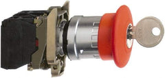 Square D - 0.87 Inch Mount Hole, Extended Mushroom Head, Pushbutton Switch Only - Round, Red Pushbutton, Nonilluminated, Maintained (MA), Momentary (MO), Shock and Vibration Resistant - Caliber Tooling