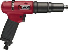 Chicago Pneumatic - 1/4" Bit Holder, 1,000 RPM, Pistol Grip Handle Air Screwdriver - 0.73 to 5-1/2 Ft/Lb Torque, 1/4" Inlet, 5.25 CFM - Caliber Tooling