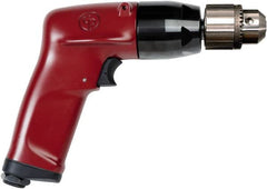 Chicago Pneumatic - 3/8" Keyed Chuck - Pistol Grip Handle, 3,200 RPM, 4.5 LPS, 7.45 CFM, 1 hp, 90 psi - Caliber Tooling