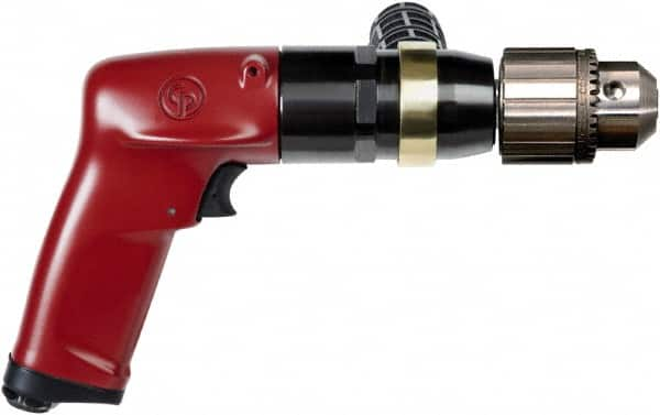 Chicago Pneumatic - 1/2" Keyed Chuck - Pistol Grip Handle, 900 RPM, 4.5 LPS, 7.45 CFM, 1 hp, 90 psi - Caliber Tooling