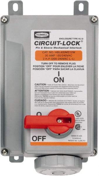 Hubbell Wiring Device-Kellems - 1 Phase, 125/250 VAC, 20 Amp, 2 hp, Interlock Receptacle - 3 Poles, Watertight, IEC 60309, Orange - Caliber Tooling