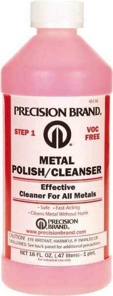 Precision Brand - 1 Pint Bottle Metal Polish and Cleanser - 1 Pint Metal Polish and Cleanser - Caliber Tooling