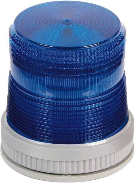 Edwards Signaling - 120 VAC, 4X NEMA Rated, LED, Blue, Flashing, Steady Light - 65 Flashes per min, 3/4 Inch Pipe, 3-3/4 Inch Diameter, 4-3/4 Inch High, Panel Mount, Pipe Mount, Wall Mount - Caliber Tooling