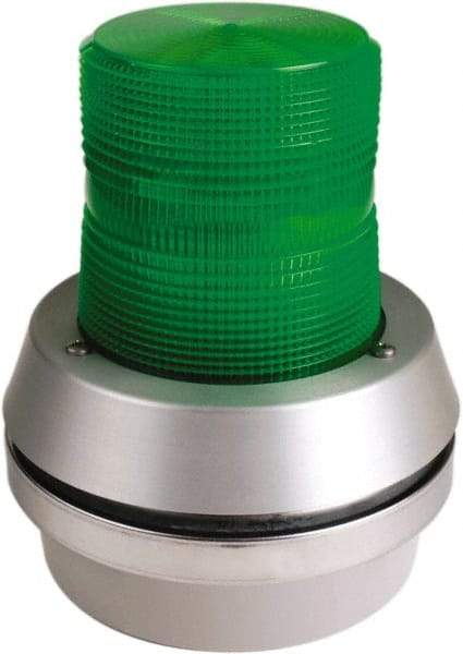 Edwards Signaling - 24 VDC, LED, Green, Flashing Light - 65 Flashes per min, 1/2 Inch Pipe, 6 Inch Diameter, 7-3/8 Inch High, Box Mount, Pane, Pipe, Surface and Wall Mount - Caliber Tooling