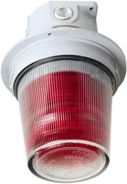 Edwards Signaling - 120 VAC, 4, 3R NEMA Rated, LED, Red, Flashing, Steady Light - 65 Flashes per min, 3/4 Inch Pipe, 7 Inch Diameter, 10-1/8 Inch High, Ceiling Mount - Caliber Tooling