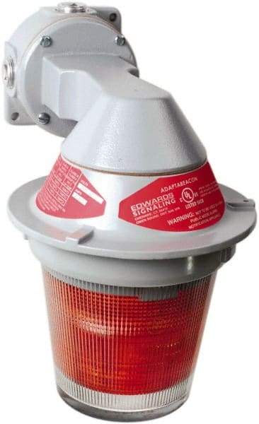 Edwards Signaling - 120 VAC, 4, 3R NEMA Rated, LED, Red, Flashing, Steady Light - 65 Flashes per min, 3/4 Inch Pipe, 7 Inch Diameter, 11-3/8 Inch High, Bracket Mount - Caliber Tooling