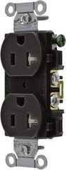 Hubbell Wiring Device-Kellems - 125 VAC, 20 Amp, 5-20R NEMA Configuration, Black, Specification Grade, Self Grounding Duplex Receptacle - 1 Phase, 2 Poles, 3 Wire, Flush Mount, Tamper Resistant - Caliber Tooling