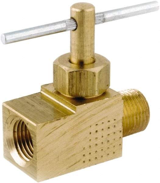 ANDERSON METALS - 1/4" Pipe, Inline Metal Seat Needle Valve - Brass Seal, MIP x FIP Ends, Lead Free Brass Valve, 150 Max psi - Caliber Tooling