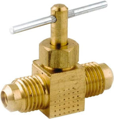 ANDERSON METALS - 1/4 x 1/4" Pipe, Inline Metal Seat Needle Valve - Brass Seal, FL x FL Ends, Lead Free Brass Valve, 150 Max psi - Caliber Tooling