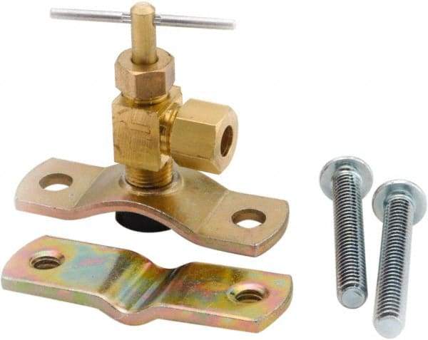 ANDERSON METALS - 1/4" Pipe, Angled Metal Seat Needle Valve - Brass Seal, Compression x Saddle Valve Ends, Lead Free Brass Valve, 150 Max psi - Caliber Tooling