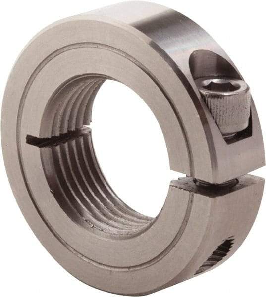 Climax Metal Products - 1-3/8-12 Thread, Stainless Steel, One Piece Threaded Shaft Collar - 2-1/4" Outside Diam, 9/16" Wide - Caliber Tooling