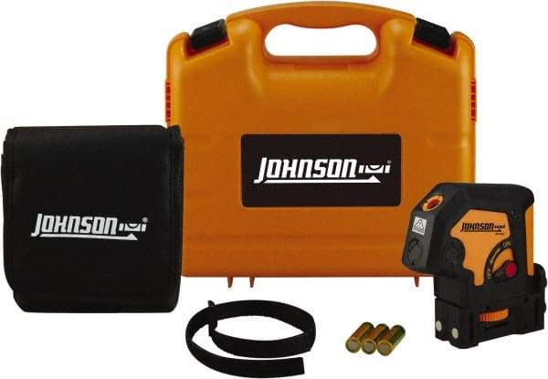 Johnson Level & Tool - 2 Beam 100' (Interior) Max Range Self Leveling Dot Laser Level - Red Beam, 1/8" at 50' Accuracy, 9-1/2" Long x 1" Wide x 2-1/4" High, Battery Included - Caliber Tooling