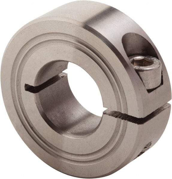 Climax Metal Products - 18mm Bore, Stainless Steel, One Piece Clamp Collar - 1-1/2" Outside Diam - Caliber Tooling