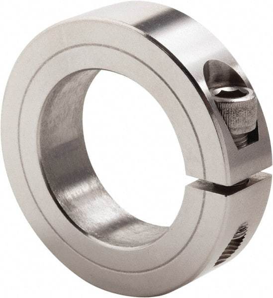 Climax Metal Products - 3-3/16" Bore, Stainless Steel, One Piece Clamp Collar - 4-1/2" Outside Diam, 7/8" Wide - Caliber Tooling