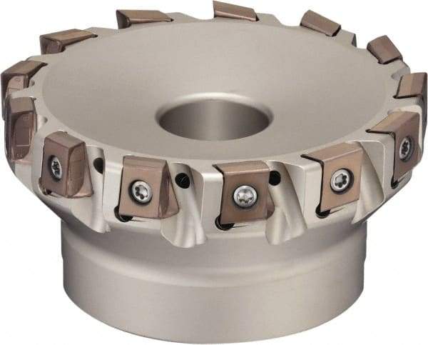 Sumitomo - 12 Inserts, 5" Cut Diam, 7-1/2" Arbor Diam, 12mm Max Depth of Cut, Indexable Square-Shoulder Face Mill - 0/90° Lead Angle, 2-1/2" High, LNEX1306.. Insert Compatibility, Through Coolant, Series TSX - Caliber Tooling