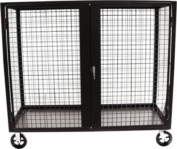 Valley Craft - 2,000 Lb Capacity, 4-Sided Steel Security Truck - 30" Long x 60" Wide x 66" High, 8" Diam Mold-On Rubber Wheels - Caliber Tooling