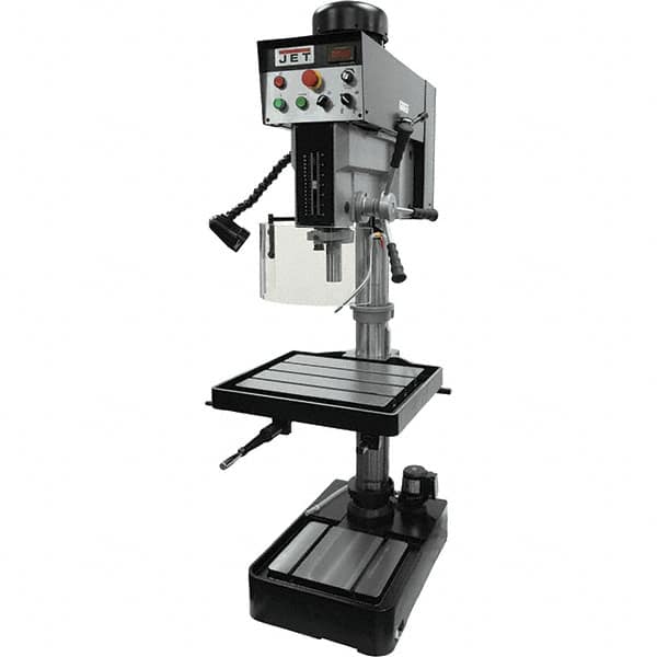 Jet - 10-7/16" Swing, Variable Speed Pulley Drill Press - Variable Speed, 2 hp, Single Phase - Caliber Tooling